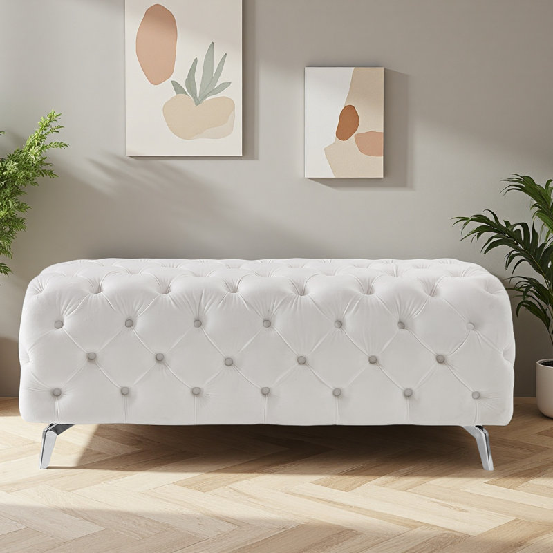 Banc avec repose-pieds capitonné et repose-pieds en velours