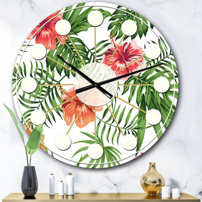 Horloge murale style tropical Mid-Century Tropical Botanicals and Flowers II