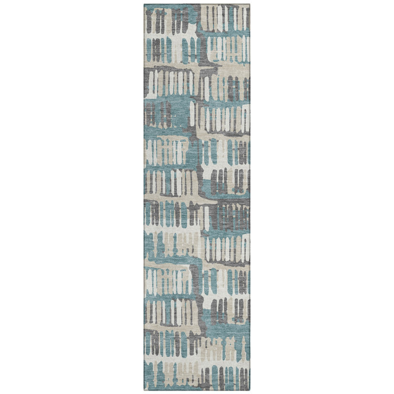 Machine Washable Indoor/Outdoor Chantille ACN2663 Casual Rug, 2'3" x 7'6" Runner, Teal