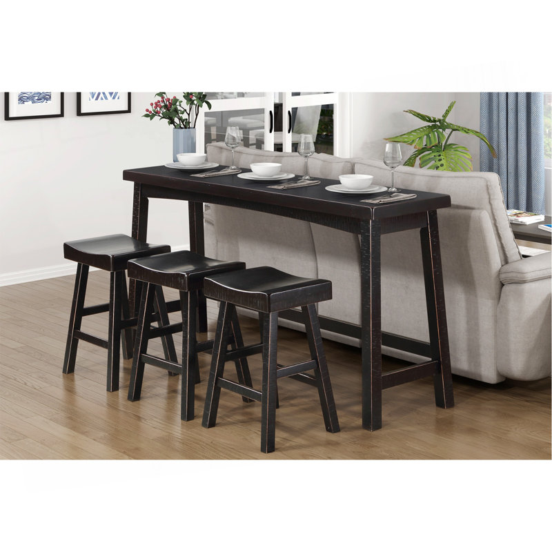 Ensemble de 4 tabourets à hauteur de comptoir, tabourets de table et de comptoir transitionnels, Noir, Noir, Noir