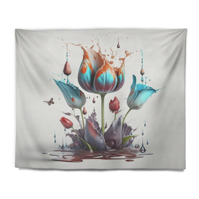 Tapisserie en polyester tulipe bleue