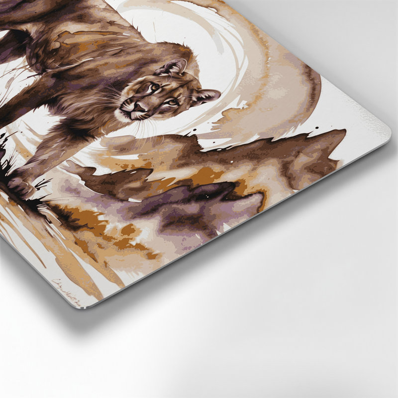 Art mural en métal «Big Cats Andine Mountain», beige, H 12 po x l 18 po