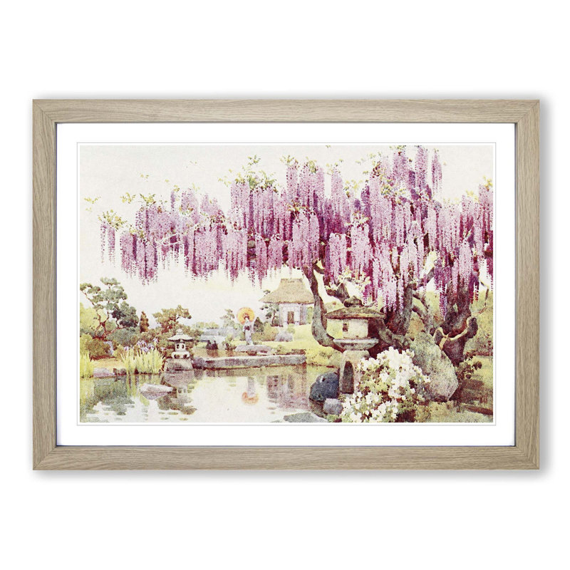 Japanese Oriental the Old Wisteria by Ella Du Cane - Framed Print, Oak