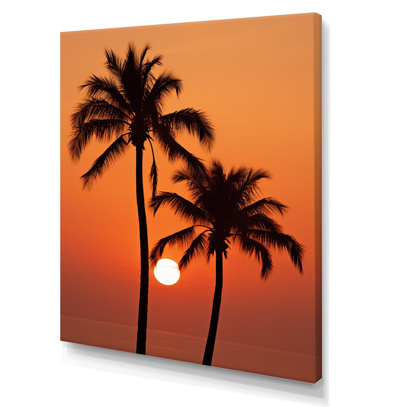 Palmier crépuscule tangerine coucher de soleil II, H 44 po x l 34 po x P 1,5 po, Toile tendue