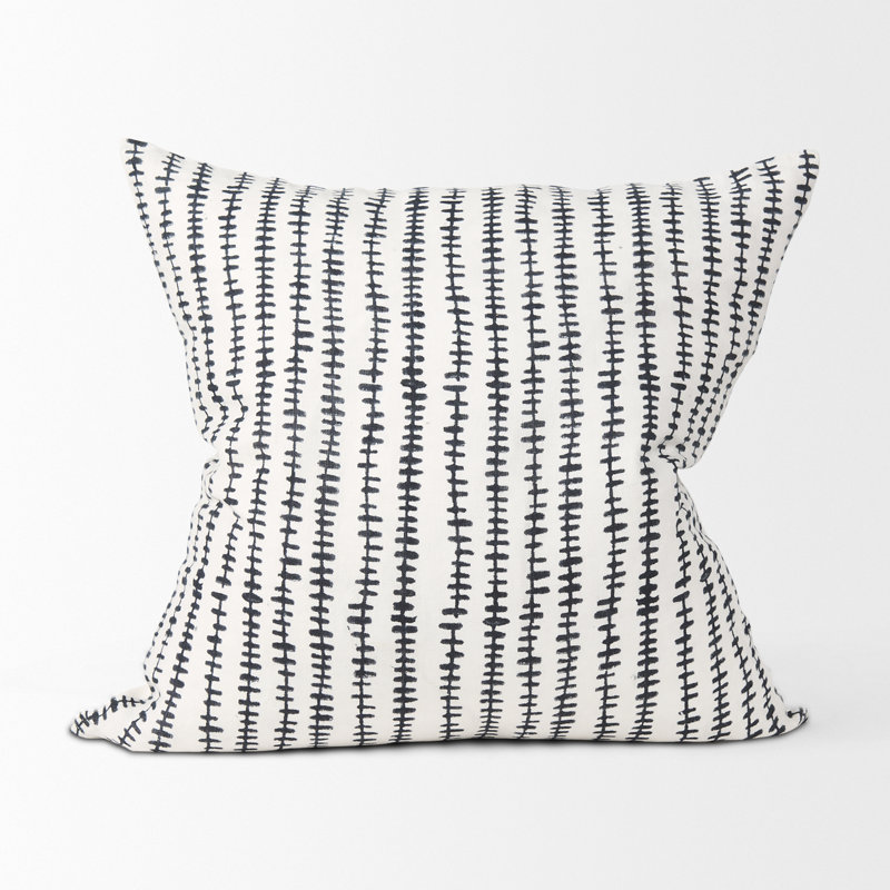  Housse de coussin en lin, Crème / Noir