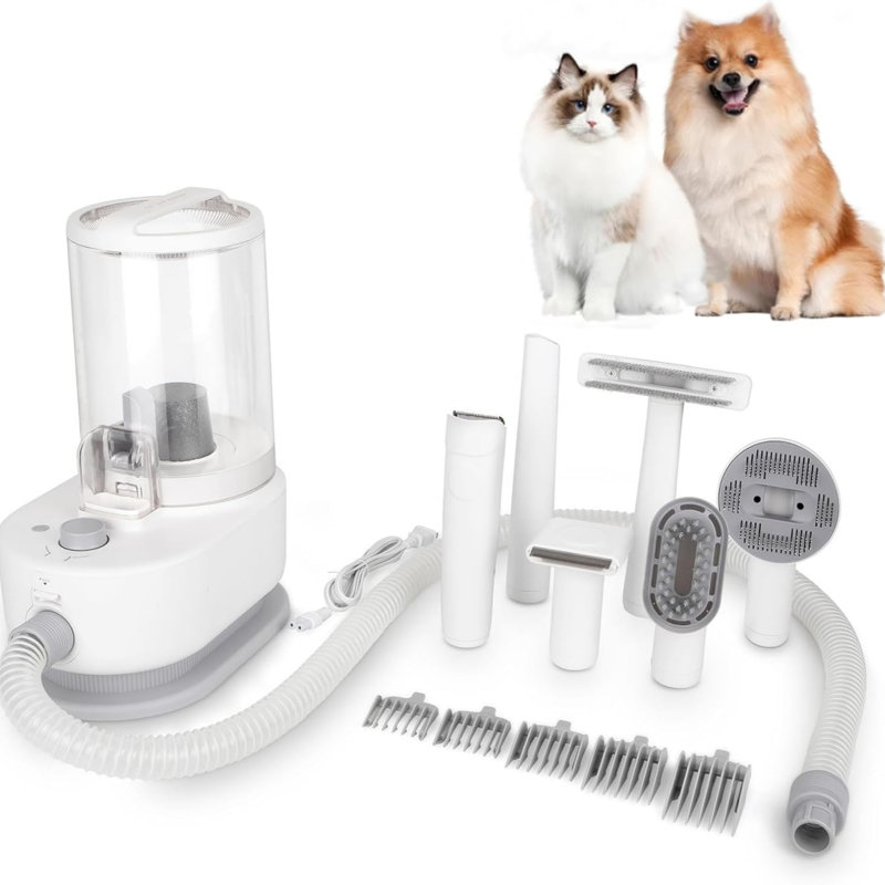 Dog Grooming Vacuum Kit, Pet Groom Vacuum & Dog Clippers & Dog Brush for Shedding