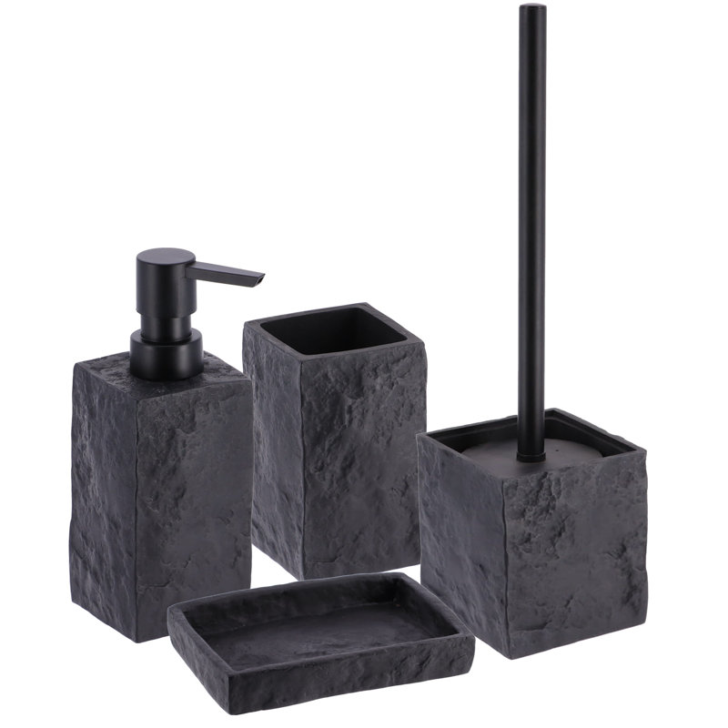 Black Stone Effect Resin Hand Soap and Lotion Dispenser