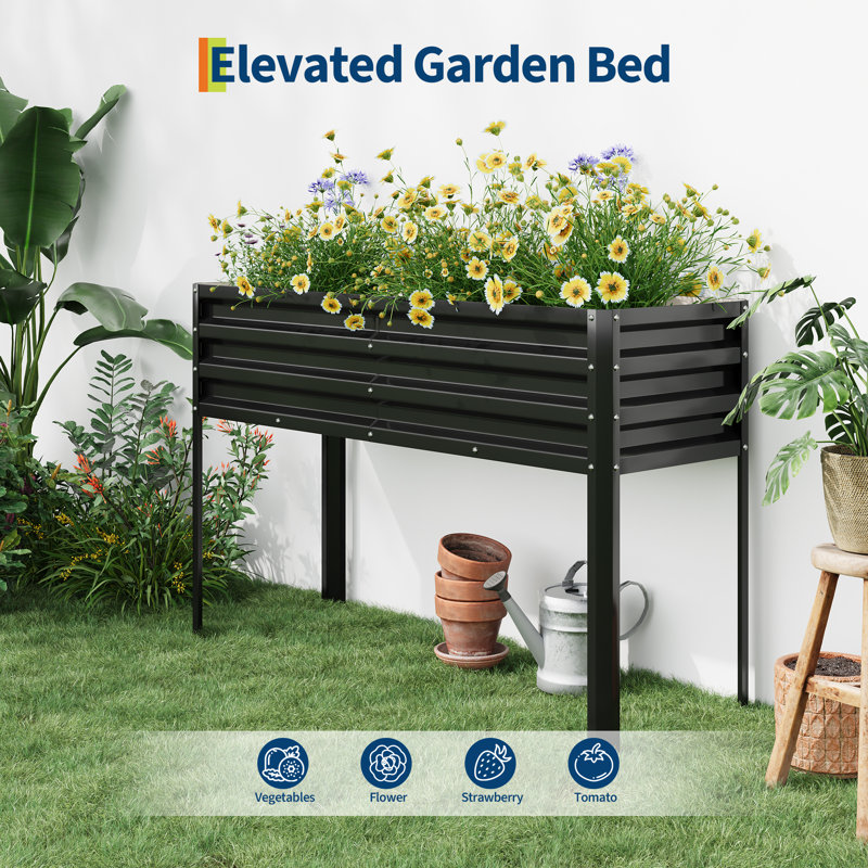 Metal Raised Garden Bed, Black