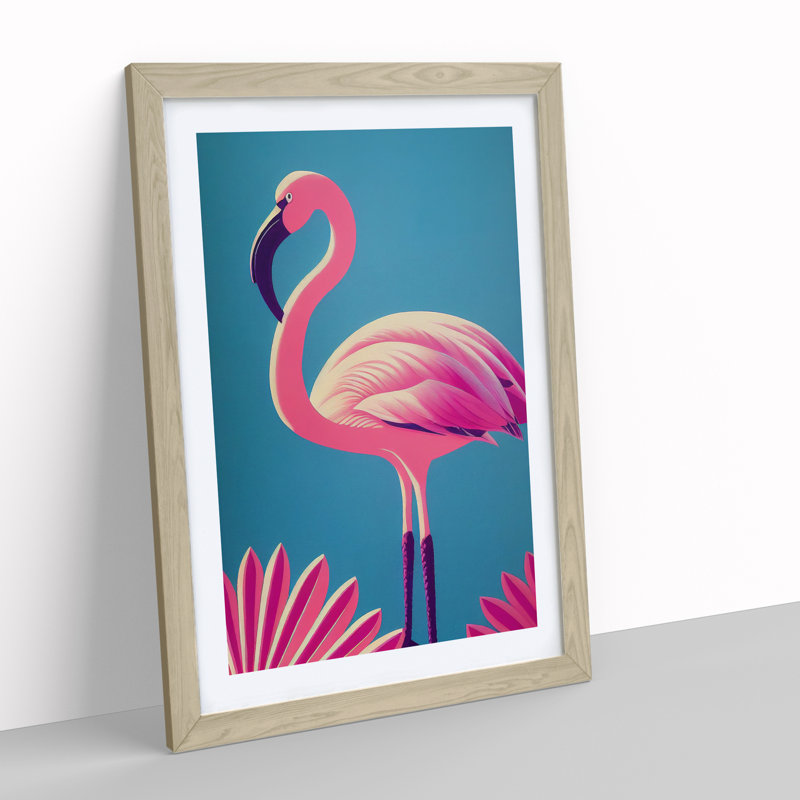 Opulent Flamingo - Framed Print, 64cm H x 46cm W x 2cm D, Oak