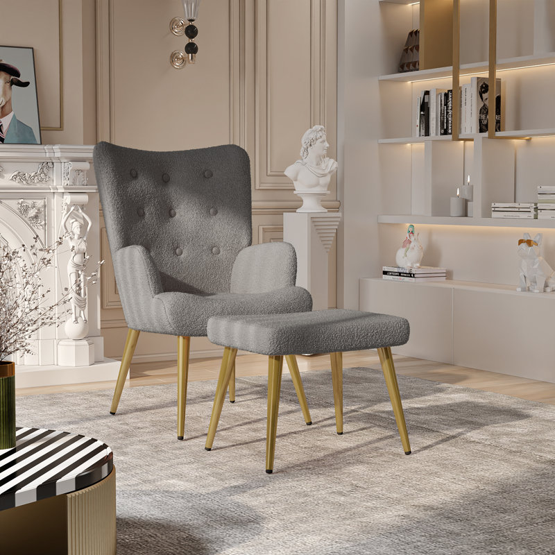 Ajkune Upholstered Accent Chair with Footstool