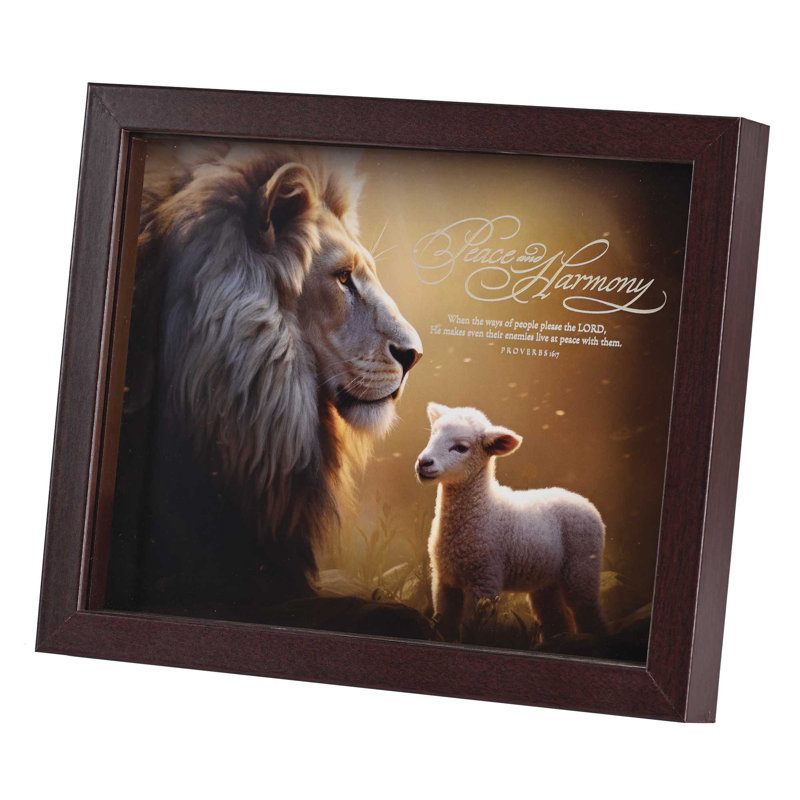 Framed Art Peace Harmony Lion Lamb
