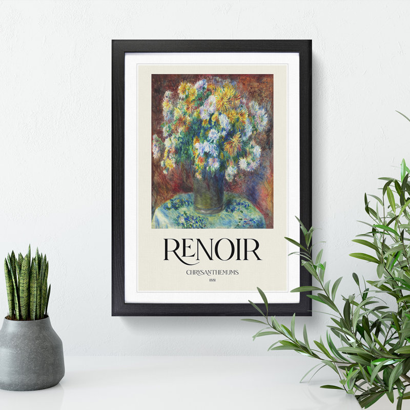Chrysanthemums by Pierre-Auguste Renoir - Picture Frame Art Prints, 65cm H x 48cm W x 2cm D, Black