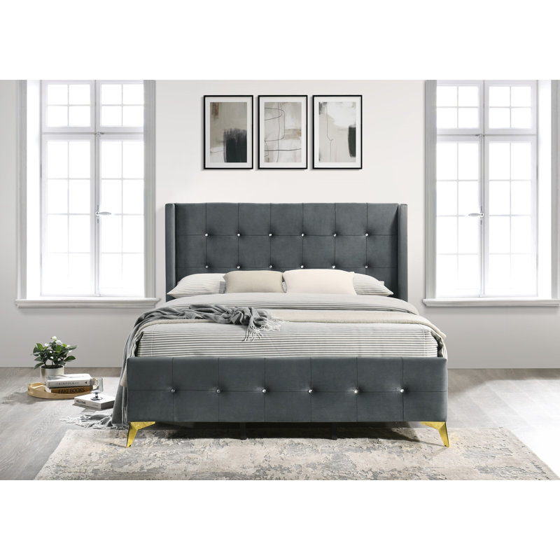 Paderborn Upholstered Bed, Dark Grey, Super King (6')