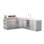 Îlot de cuisine d'extérieur modulaire 4 pièces VESTIVium - Barbecue au gaz à 6 brûleurs, évier et réfrigérateur combinés, rangement simple et double tiroir, comptoir en quartz blanc, acier inoxydable (LP)