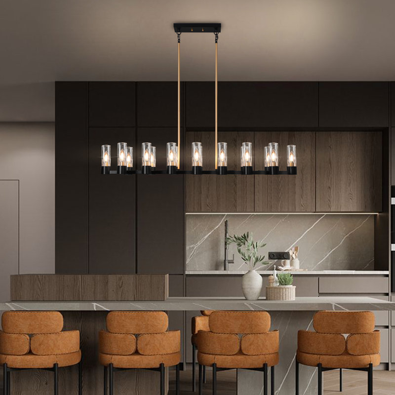 16-light Modern Chandelier Black And Gold Chandelier Linear Chandelier For Dining Room Living Room