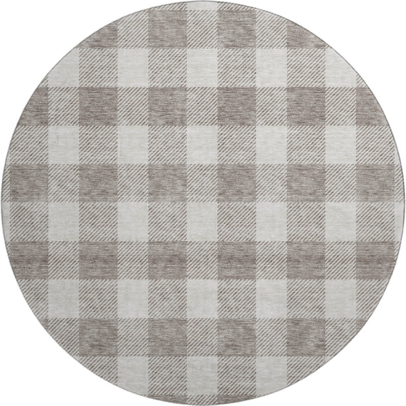 Premium Machine Washable Prisco Taupe Rug, Round 8'