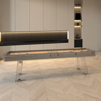9'Premium Crystal Tempered-Glass Shuffleboard Table
