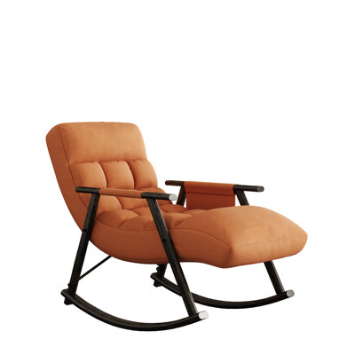 Casual Folding Rocking Chair Upholstered, Lounge Rocking Chair Adjustable High Back And Foot Rest,Side Pockets Placed In Living Room Bedroom Balcony