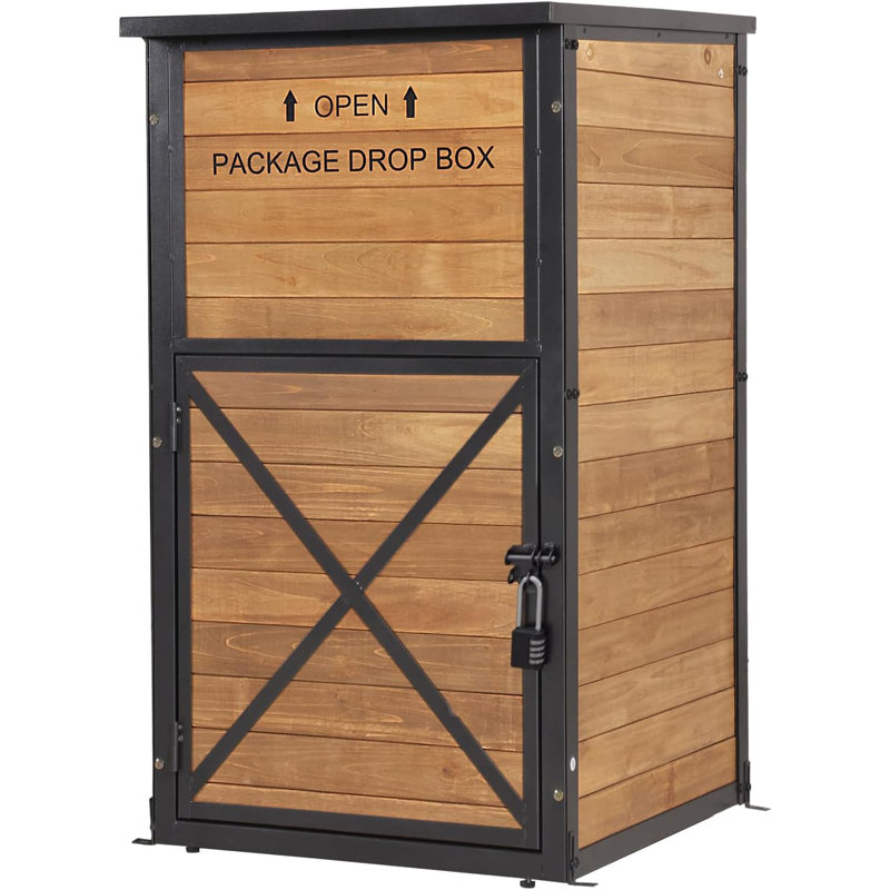 Package Delivery Boxes for Outside, Metal Frame Large Parcel Drop Box with Combination Lockable, Secure Anti Theft Package Delivery Box for Porch Curbside