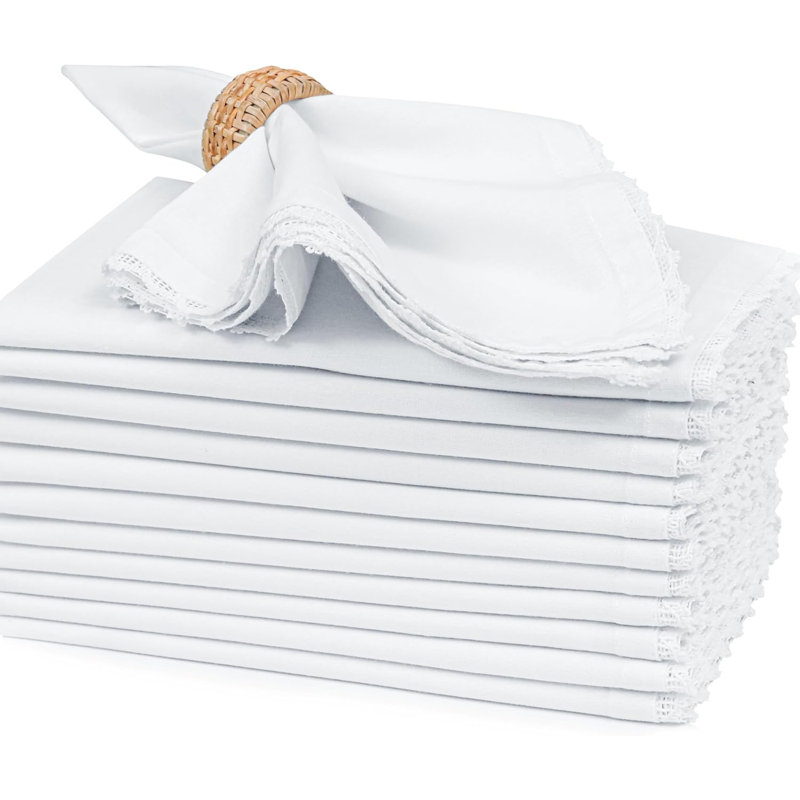 Serviettes de table en dentelle de coton 50 x 50 cm, ensemble de 12