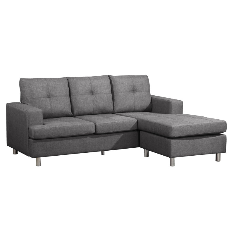 Brethren Upholstered L-Shaped Sectional Reversible, Gray