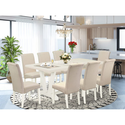 Cornville 9 - Piece Rubberwood Solid Wood Dining Set