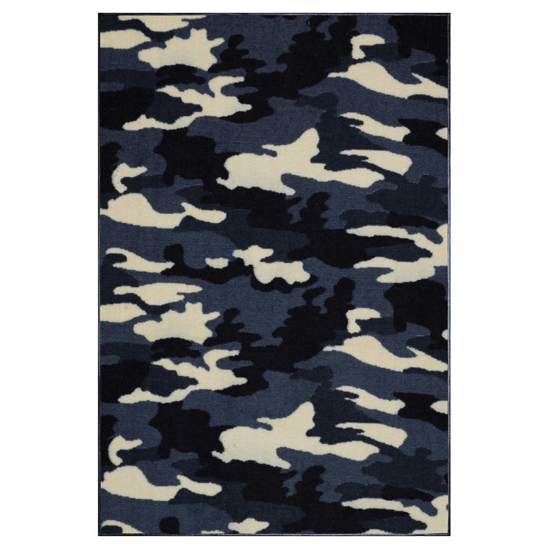 Tapis noir / beige à imprimé animal, Rectangle 5 pi x 6 pi