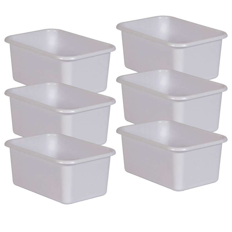 Ensemble de bacs en plastique, Blanc, H 7,75 po x l 11,38 po x P 5 po