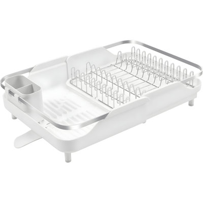Expandable Dish Drying Rack With Drainboard - Stainless Steel Space-Saving Kitchen Counter Dish Rack With Detachable Cutlery Holder For Efficient Drying And Organization