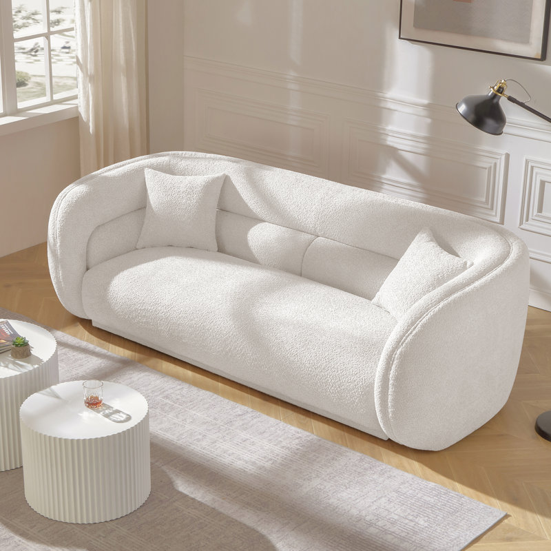 Canapé à accoudoirs arrondis 90,6 po Elvy, 100 % polyester blanc