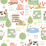 Tiny Tots 2 Farmland Animals Design 33' L x 21" W Wallpaper Roll
