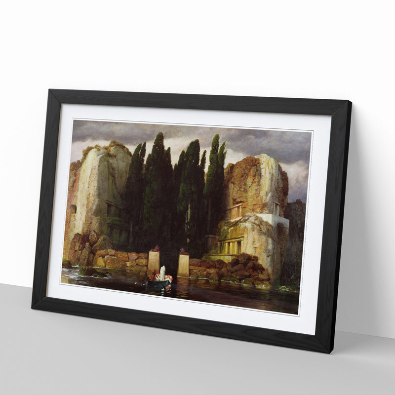 The Isle of the Dead Vol.3 by Arnold Bocklin - Picture Frame Painting, 36cm H x 48cm W x 2cm D, Black