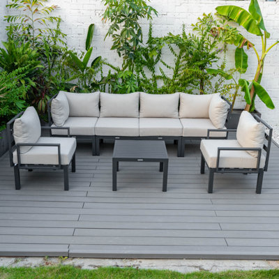 Chelsea 7-Piece Outdoor Sectional Seating Group – Weather-Resistant Aluminum Frame, Patio Conversation Set with Removable Cushions & Coffee Table