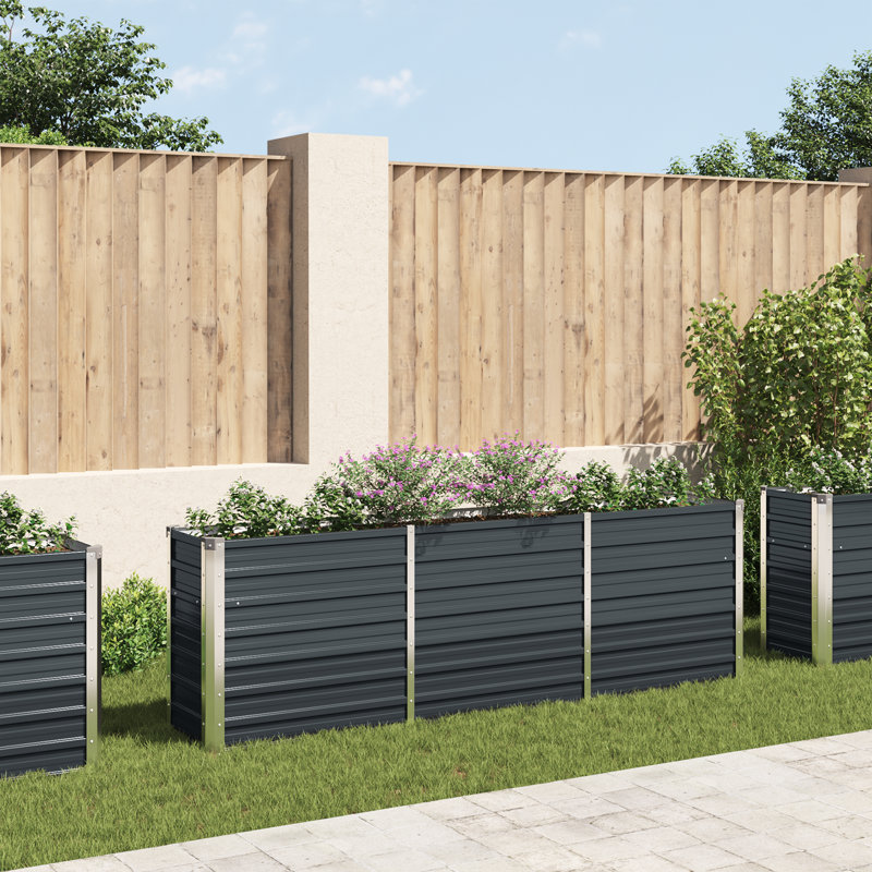 Raised garden bed in galvanized steel, 77cm H x 240cm W x 40cm D, Anthracite
