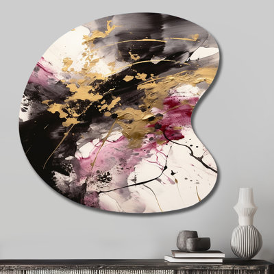 Or et rose fluides, fusion II - art abstrait abstrait en forme de goutte en métal
