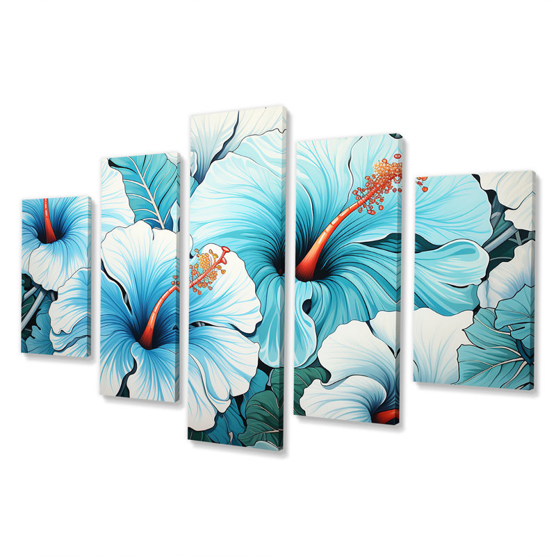 «Blue Glory Morning Glory Garden Symphony I - Morning Glory», ensemble d'art mural multi-panneaux