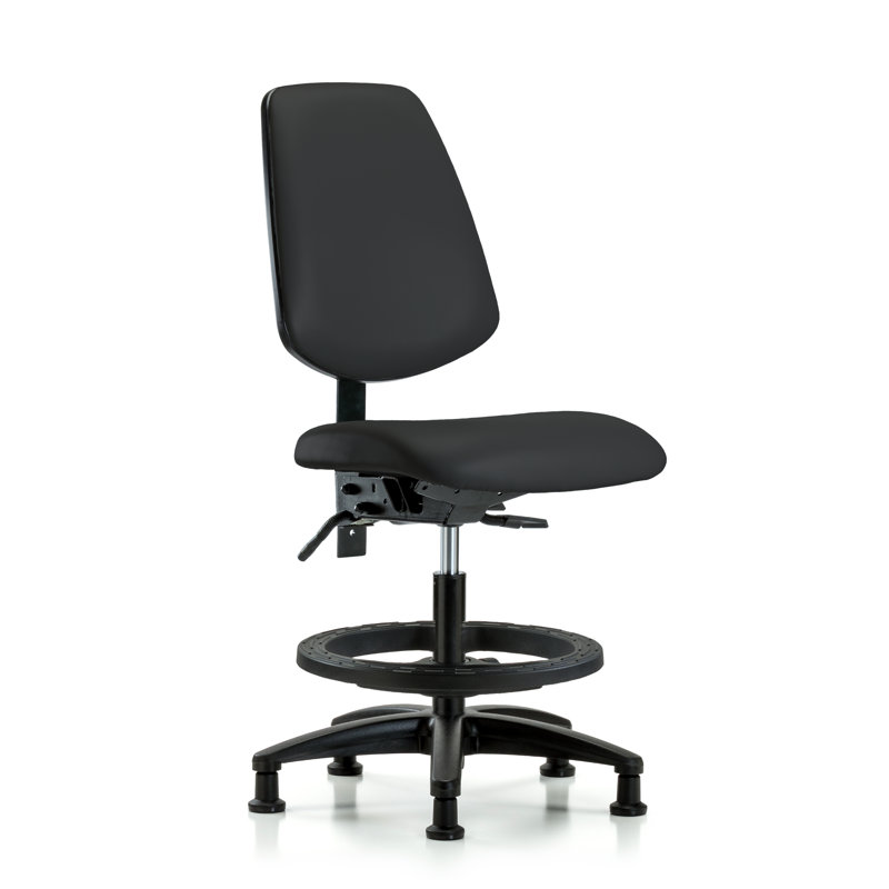 Agnes Vinyl Drafting Chair, Black, Glides, Not Included