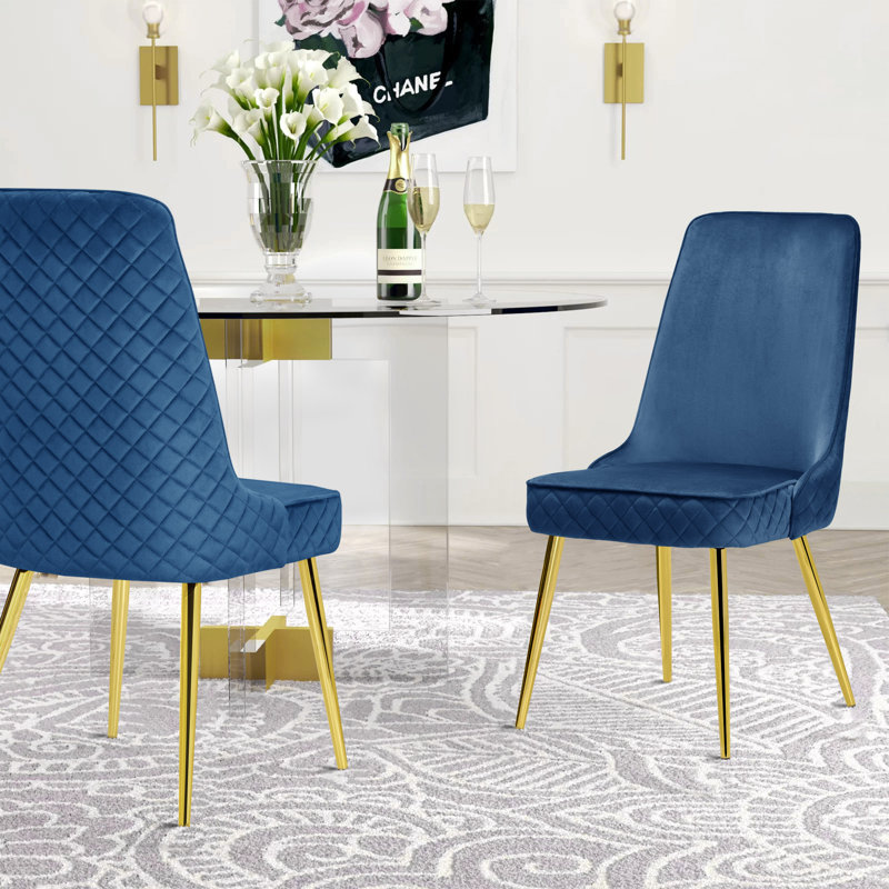 Chaise d'appoint rembourrée en velours, Bleu