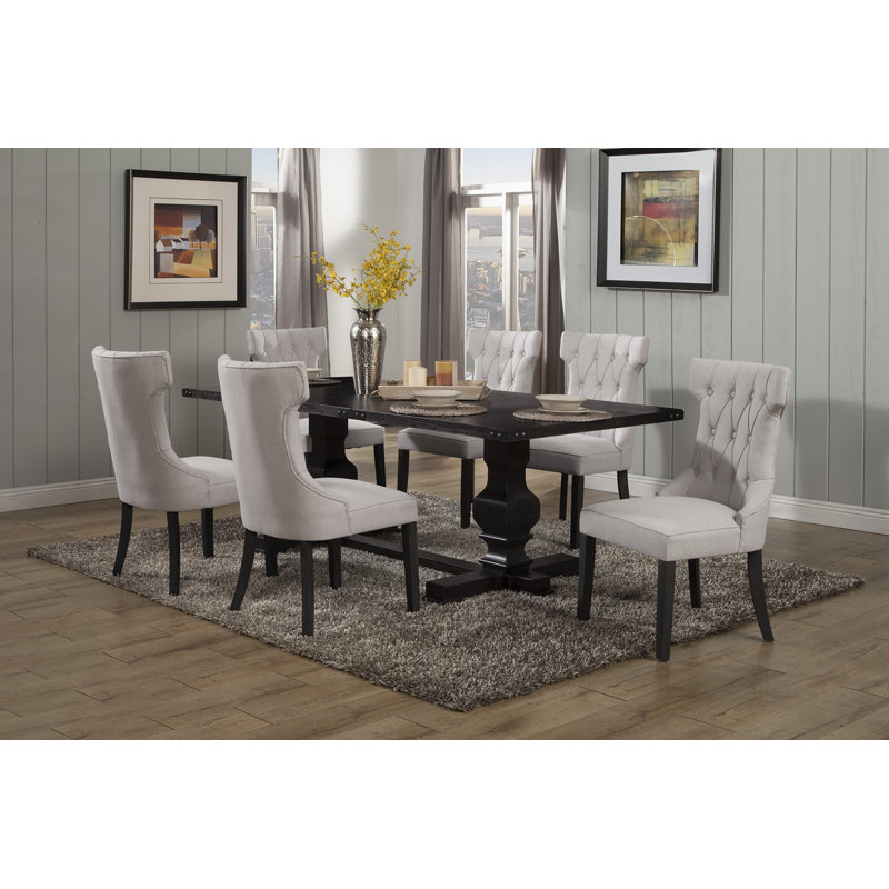 Manchester Upholstered Side Chairs, Light Grey/Black