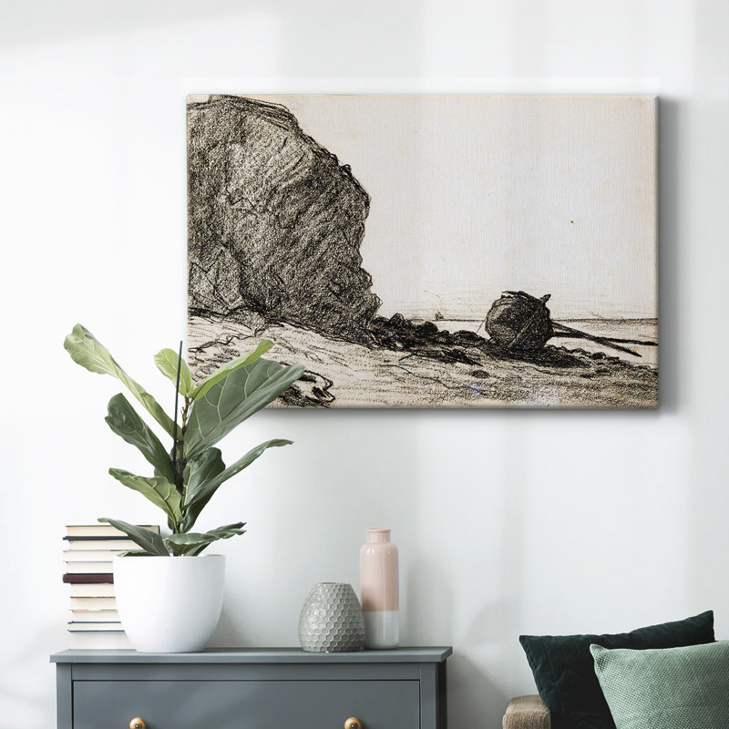 Barque sur le sable près de Sainte-Gallery, H 12 po x l 18 po