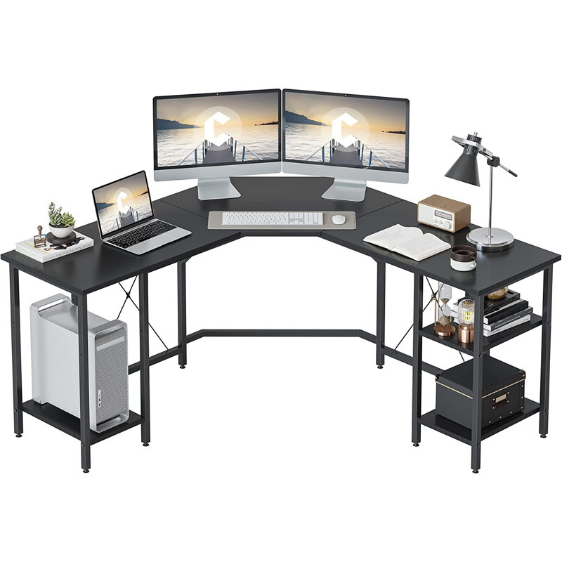 L-Shaped Metal Base Computer Desk