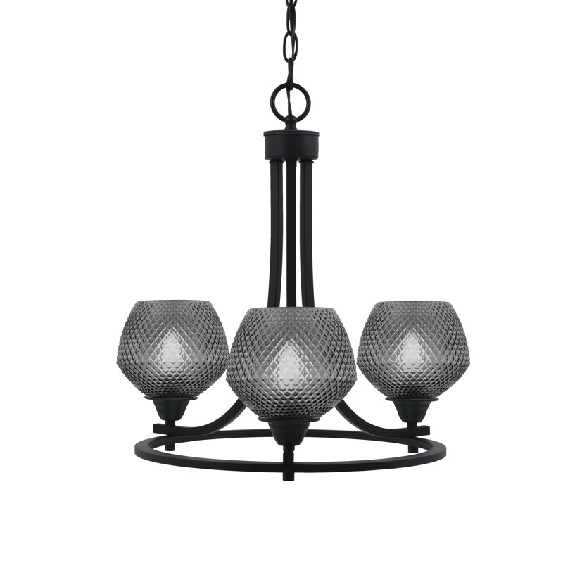 Lustre 3 lumières en aluminium noir mat 6 po Allexus, Noir mat, Noir