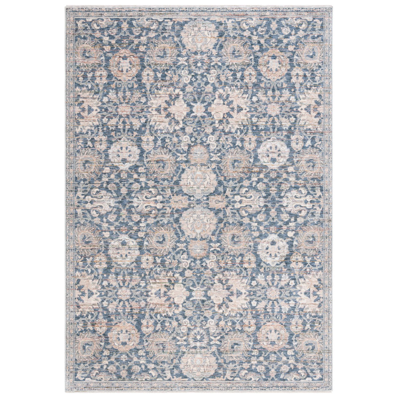 Sutton Blue and Beige Rectangular Wool Area Rug