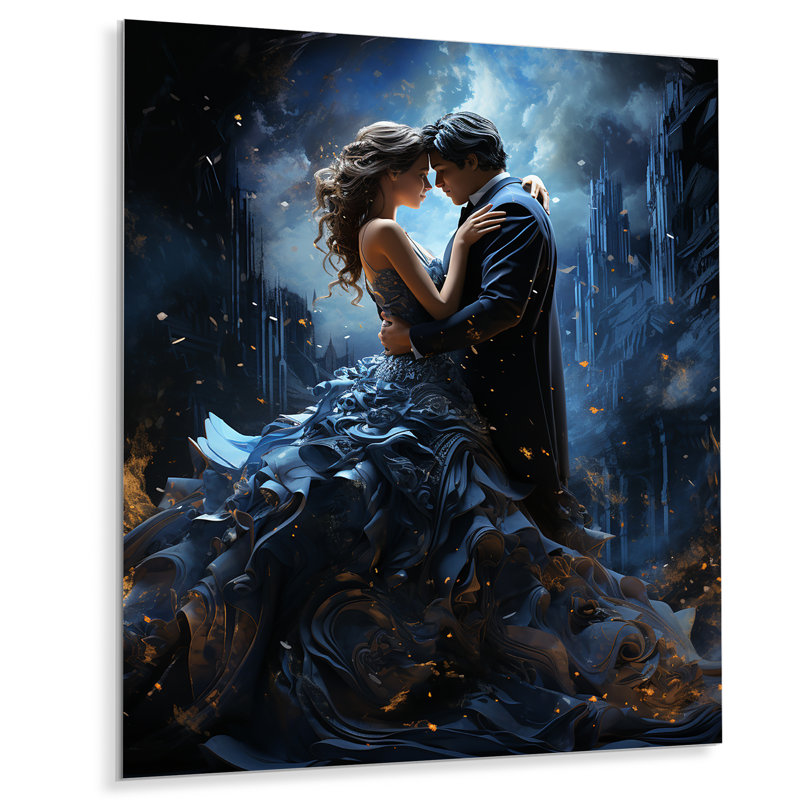 Couple de mariage Union céleste IV - Art mural en métal romantique, salon, H 32 po x l 24 po x P 1 po