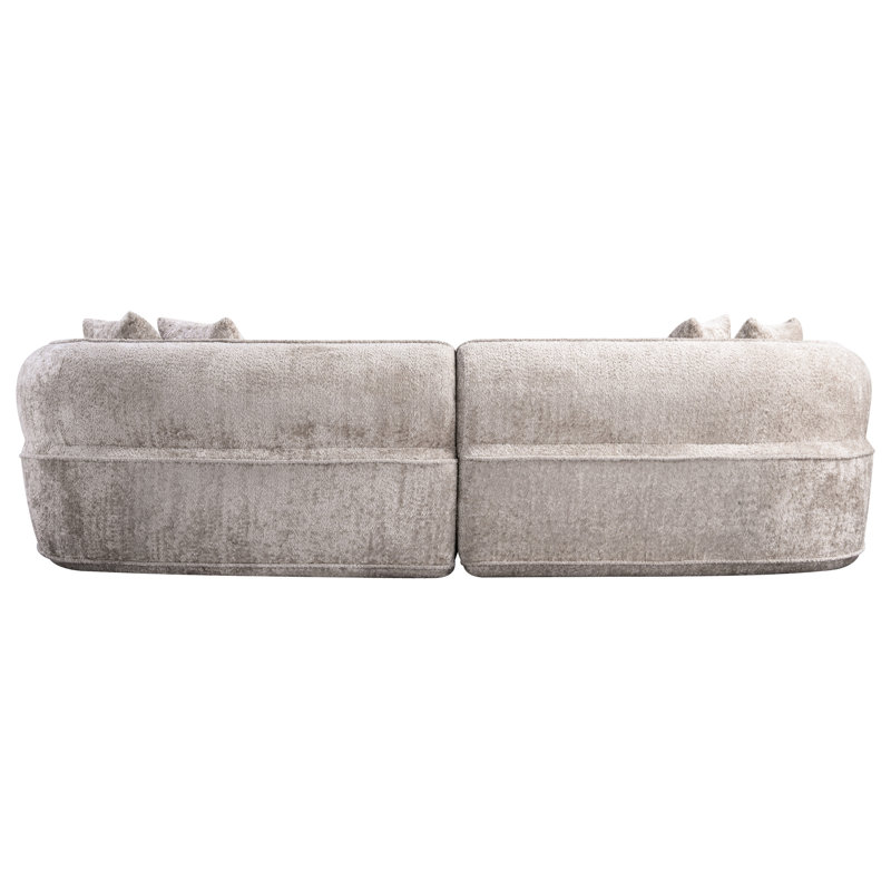 Canapé modulaire moderne surdimensionné courbé, canapé 4 places avec tissu bouclé, éponge et structure à ressorts ensachés, aucun assemblage requis, idéal pour les espaces de réception