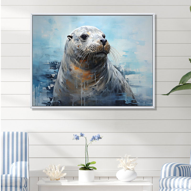 Magnifique otarie II, Cadre flottant blanc, 12" H x 20" W