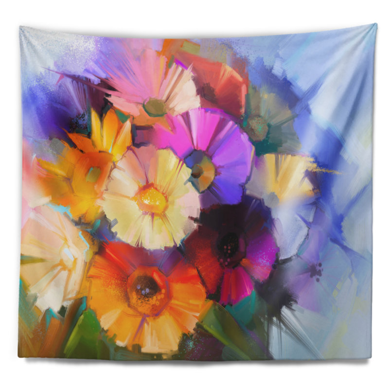Tapisserie florale de fleurs de gerbera, H 68 po x l 80 po