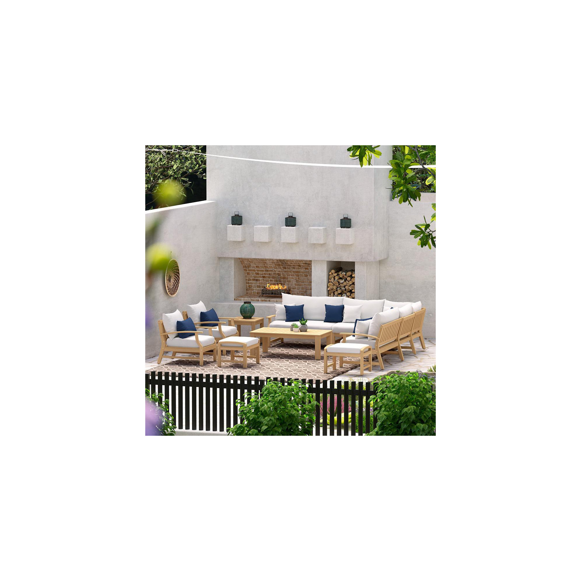 Paulet 11 Piece Seating Group with Cushions, Canvas Regatta Sunbrella® Canvas