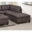 Mobilier de salon contemporain - Chaise sans accoudoirs brun foncé avec housse respirante et pieds en bois d'aspect cuir