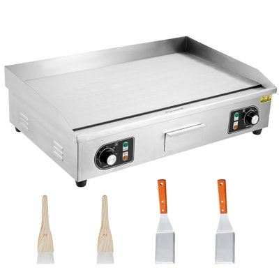 Plaque chauffante électrique de comptoir de 30 po Teppanyaki, gril plat en fonte antiadhésive en acier inoxydable, température réglable de 122 ° F à 572 ° F 110 V pour le restaurant Snack-bar